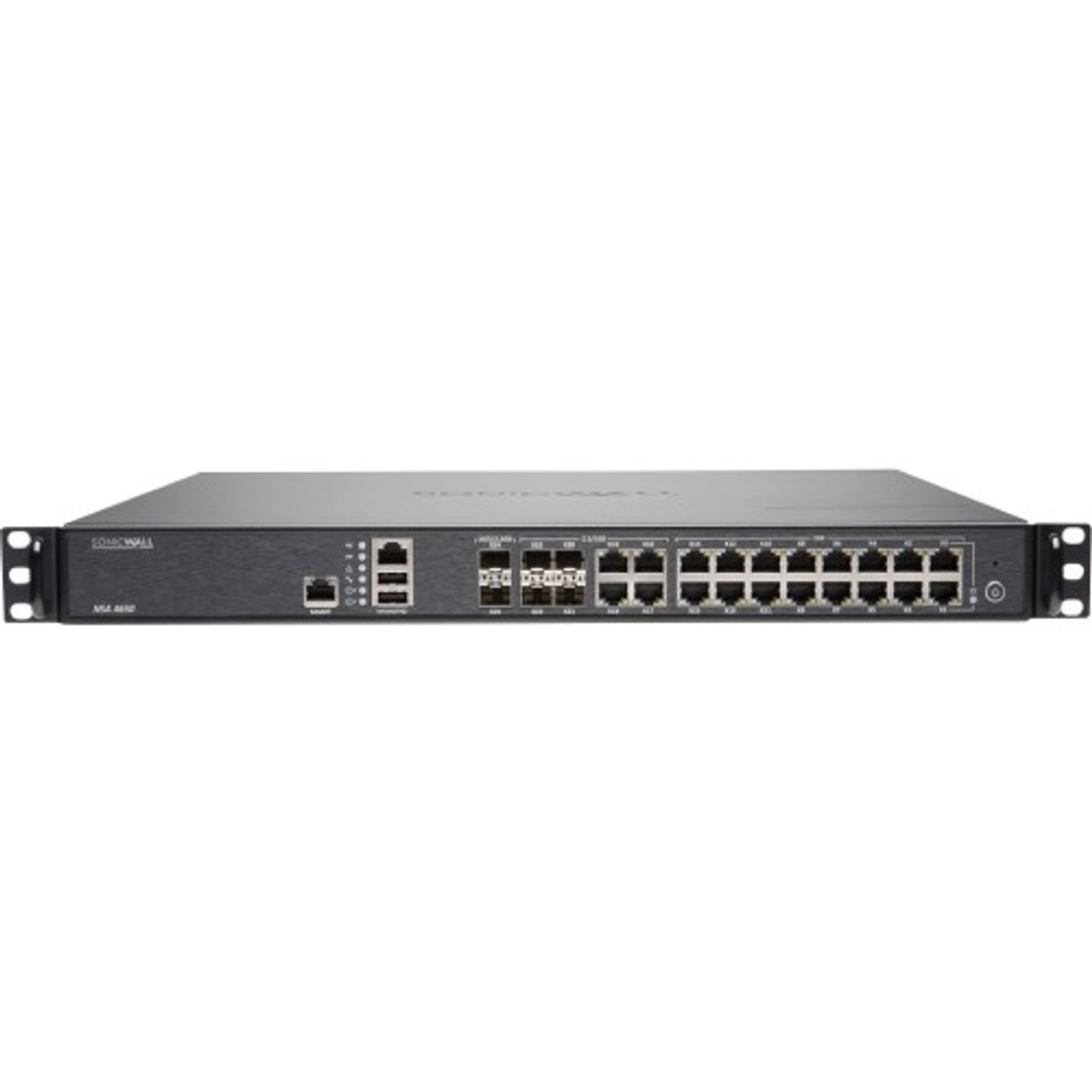 01-SSC-1938 SonicWall NSA 4650 Network Security/Firewall Appliance 20 Port 1000Base-X, 10GBase-X Gigabit Ethernet AES (256-bit), DES, MD5, AES (192-bit), AES