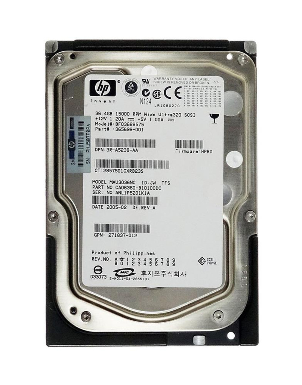 CA06380-B10100DC Fujitsu Enterprise 36.7GB 15000RPM Ultra-320 SCSI 80-Pin Hot Swap 8MB Cache 3.5-inch Internal Hard Drive