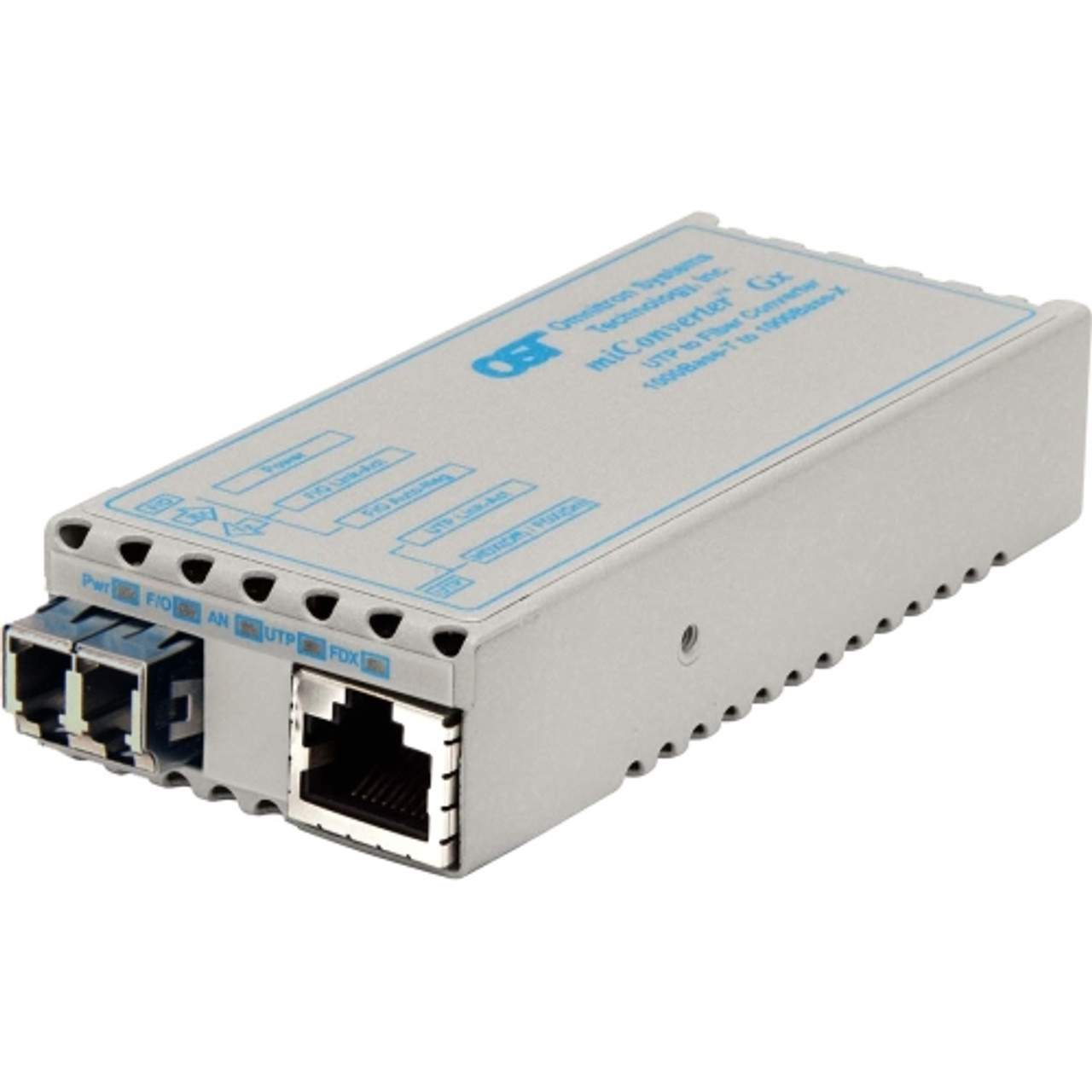 1206-0-1 Omnitron Systems miConverter 1000Mbps Gigabit Ethernet Fiber Media Converter RJ45 LC Multimode 550m 1 x 1000BASE-T, 1 x 1000BASE-SX, US AC Powered,