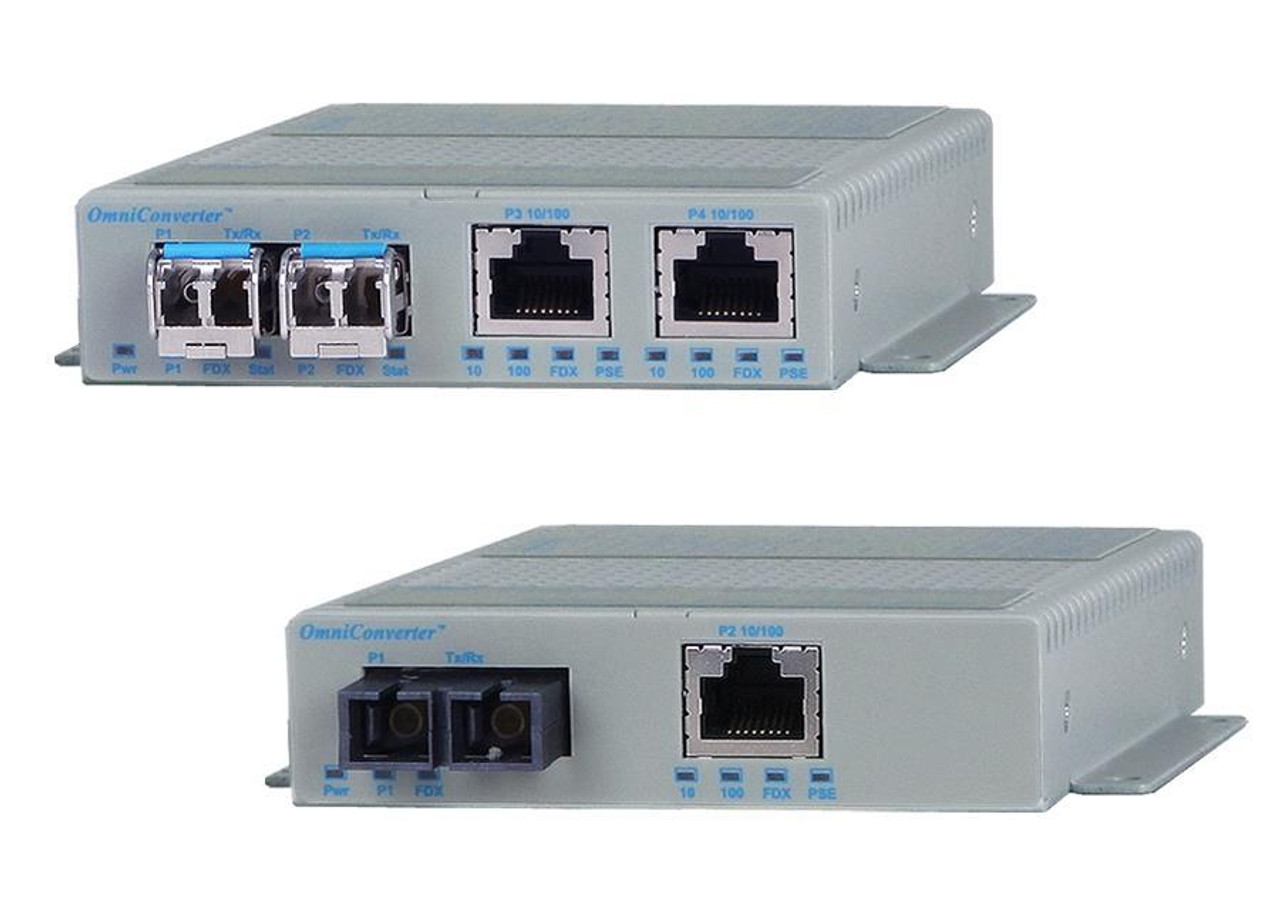 9322-0-11 OmniConverter 10/100 PoE+ Ethernet Fiber Media Converter Switch RJ45 SC Multimode 5km 1 x 10/100BASE-TX, 1 x 100BASE-FX, US AC Powered,