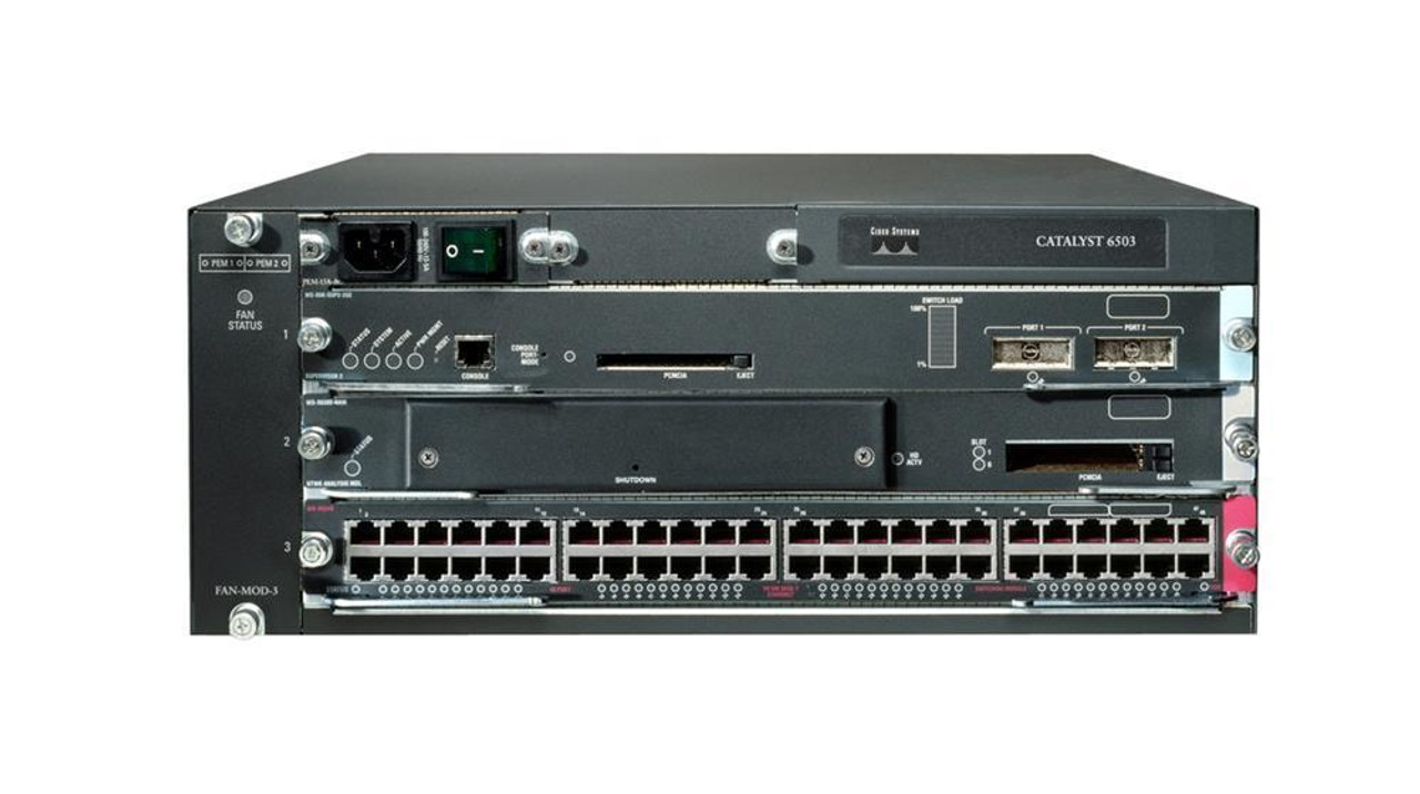 WS-C6503-PFC2-48V Cisco Catalyst 6503 Series Chassis with S2-PFC2 WS-X6148-RJ45V (Refurbished)