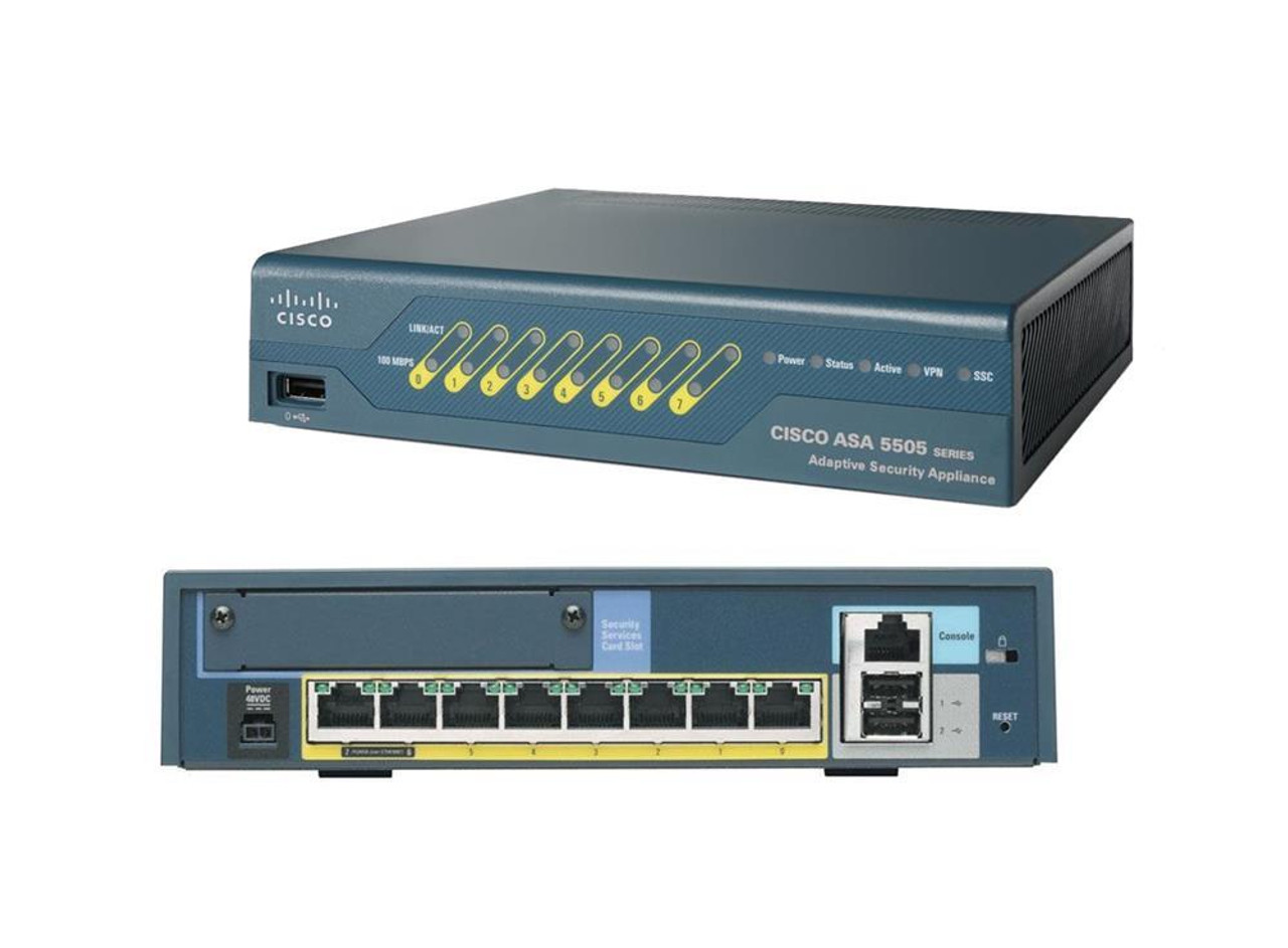 ASA5505K8N Cisco Asa5505 Security Appliance 10-user 8-Ports Fast Ethernet (Refurbished)