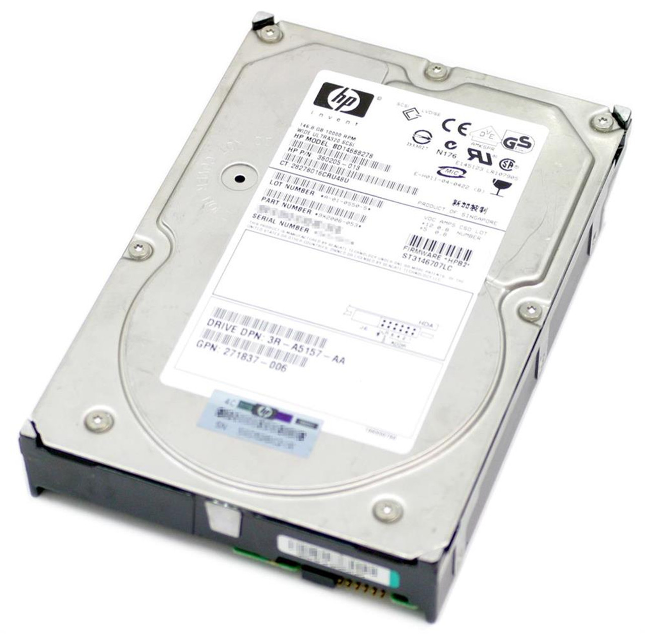 013-3809-001 HP 146GB 10000RPM Ultra-320 SCSI 80-Pin 3.5-inch Internal Hard Drive