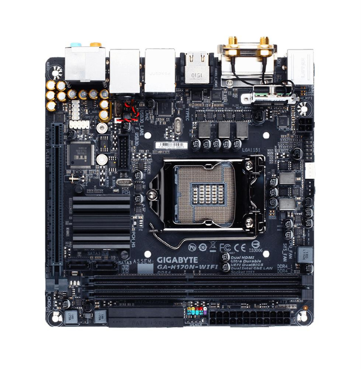 GA-H170N-WIFI Gigabyte Ultra Durable Desktop Motherboard Intel H170 Chipset Socket H4 LGA-1151 (Refurbished)