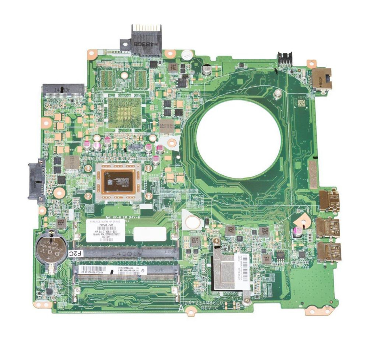 763550-501 HP System Board (Motherboard) with AMD A10-5745m 2.1GHz Processor for Pavilion 14-v Laptop (Refurbished)