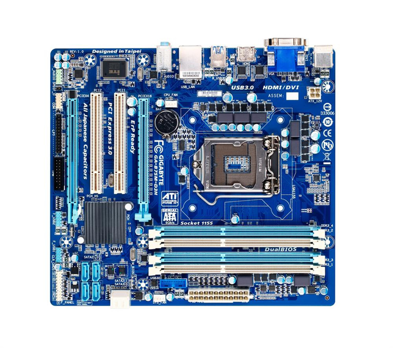 GA-B75M-D3H Gigabyte Socket LGA1155 Intel B75 Express Chipset micro-ATX Motherboard (Refurbished)