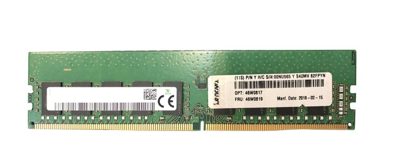 46W0819 Lenovo 16GB PC4-17000 DDR4-2133MHz ECC Unbuffered CL15 288-Pin DIMM 1.2V Dual Rank Memory Module