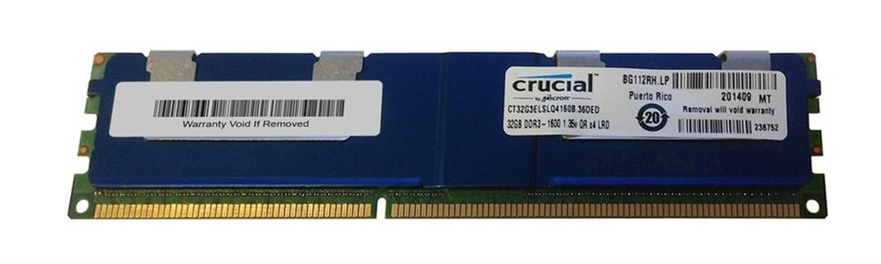 Crucial 32GB PC3-12800 DDR3-1600MHz Registered ECC CL11 240-Pin Load Reduced DIMM 1.35V Low Voltage Quad Rank Memory Module