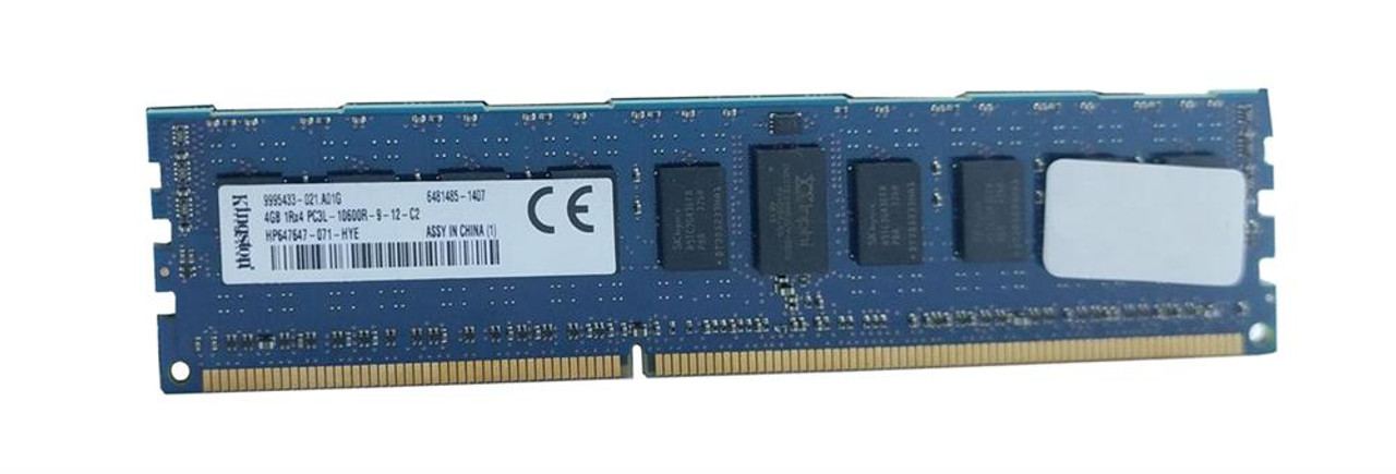 Kingston 4GB PC3-10600 DDR3-1333MHz ECC Registered CL9 240-Pin DIMM 1.35V Low Voltage Single Rank Memory Module