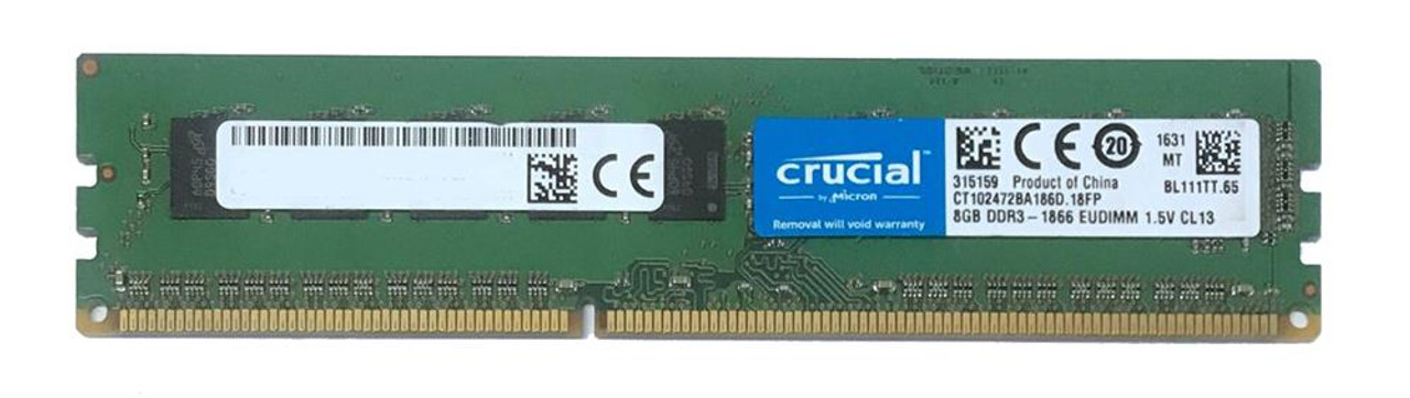 Crucial 8GB PC3-14900 DDR3-1866MHz ECC Unbuffered CL13 240-Pin DIMM Memory Module