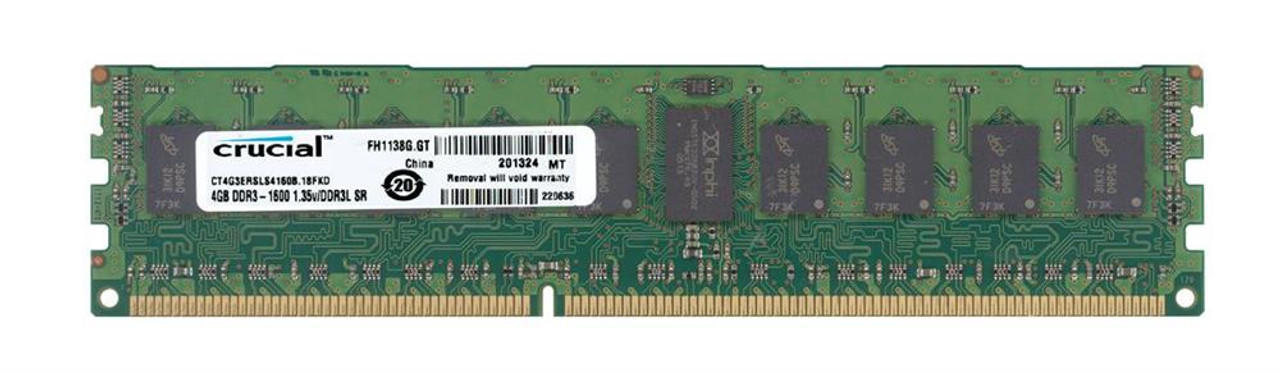 Crucial 4GB PC3-12800 DDR3-1600MHz Registered ECC CL11 240-Pin DIMM 1.35V Low Voltage Single Rank Memory Module