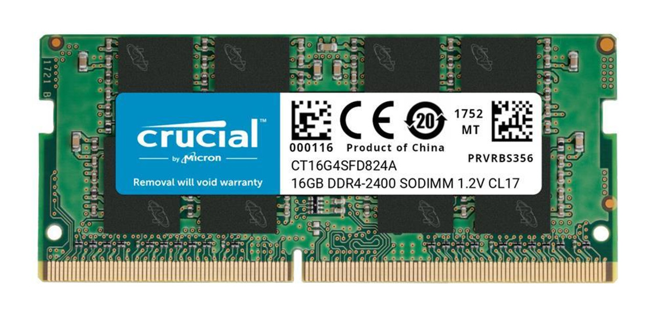 Crucial 16GB PC4-19200 DDR4-2400MHz non-ECC Unbuffered CL17 260-Pin SoDimm 1.2V Dual Rank Memory Module