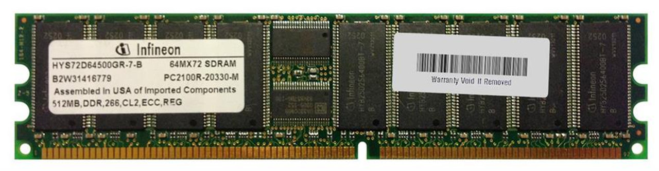 Infineon 512MB PC2100 DDR-266MHz Registered ECC CL2.5 184-Pin DIMM 2.5V Single Rank Memory Module