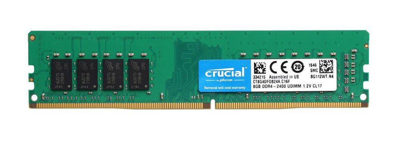 Crucial 8GB PC4-19200 DDR4-2400MHz non-ECC Unbuffered CL17 288-Pin DIMM 1.2V Dual Rank Memory Module