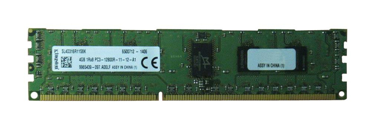 Kingston 4GB PC3-12800 DDR3-1600MHz Registered ECC CL11 240-Pin DIMM Dual Rank Memory Module