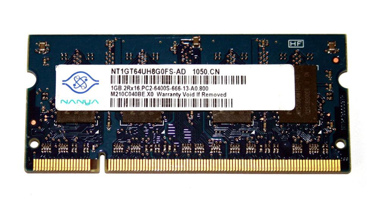 Nanya 1GB PC2-6400 DDR2-800MHz non-ECC Unbuffered CL6 200-Pin SoDimm Dual Rank Memory Module