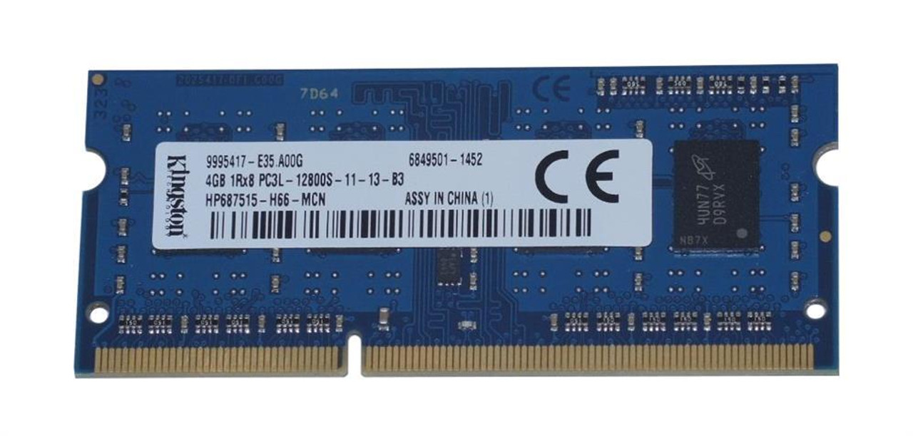 Kingston 4GB PC3-12800 DDR3-1600MHz non-ECC Unbuffered CL11 204-Pin SoDimm 1.35V Low Voltage Single Rank Memory Module