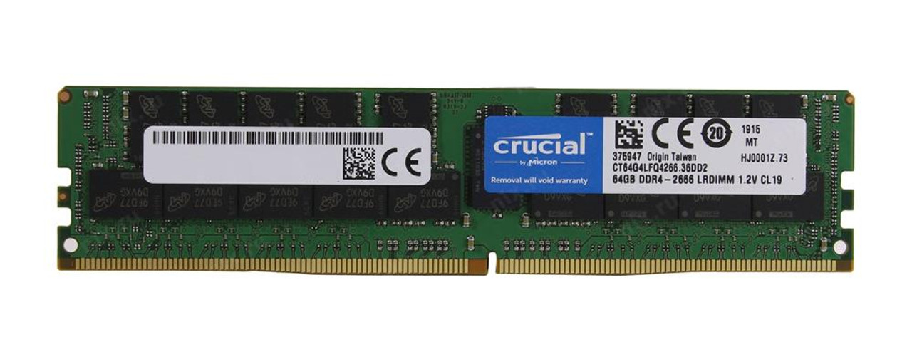 Crucial 64GB PC4-21300 DDR4-2666MHz ECC CL19 288-Pin LRDIMM 1.2V Quad Rank Memory Module