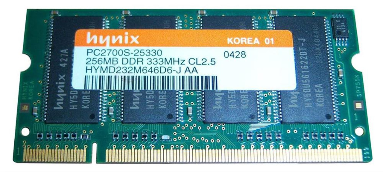 Hynix 256MB PC2700 DDR-333MHz non-ECC Unbuffered CL2.5 200-Pin SoDimm Memory Module