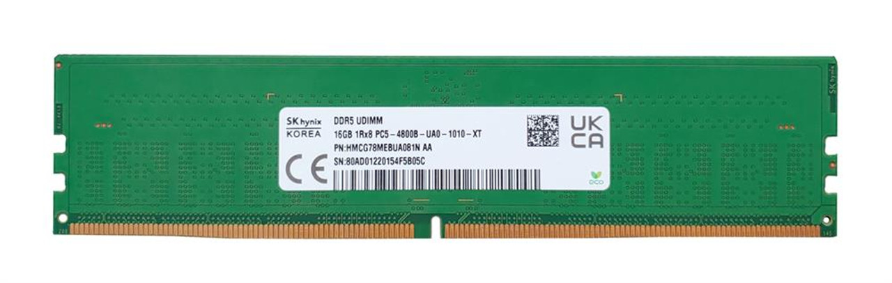 Hynix 16GB PC5-38400 DDR5-4800MHz non-ECC Unbuffered CL40 288-Pin DIMM 1.1V Single Rank Memory Module