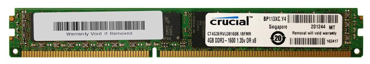 Crucial 4GB PC3-12800 DDR3-1600MHz Registered ECC CL11 240-Pin DIMM 1.35V Low Voltage Very Low Profile (VLP) Dual Rank Memory Module