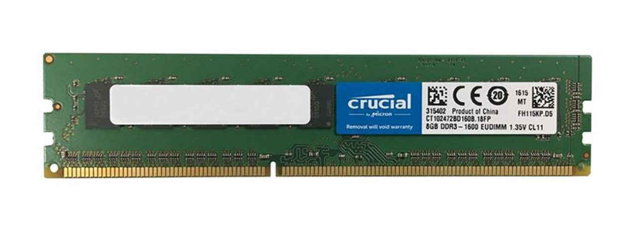 Crucial 8GB PC3-12800 DDR3-1600MHz ECC Unbuffered CL11 240-Pin DIMM 1.35V Low Voltage Memory Module