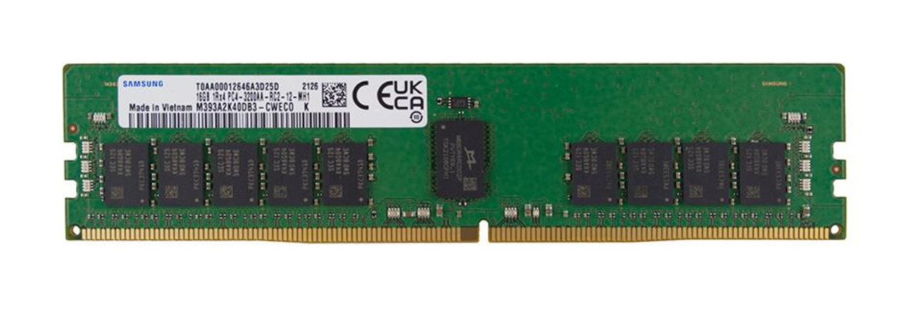 Samsung 16GB PC4-25600 DDR4-3200MHz ECC Registered CL22 288-Pin RDIMM 1.2V Single Rank Memory Module