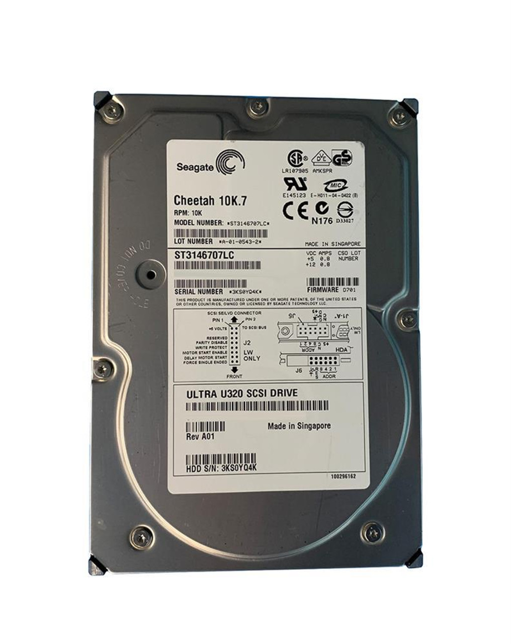 ST3146707LC-IM Seagate Cheetah 10K.7 146GB 10000RPM Ultra-320 SCSI 80-Pin 8MB Cache 3.5-inch Internal Hard Drive