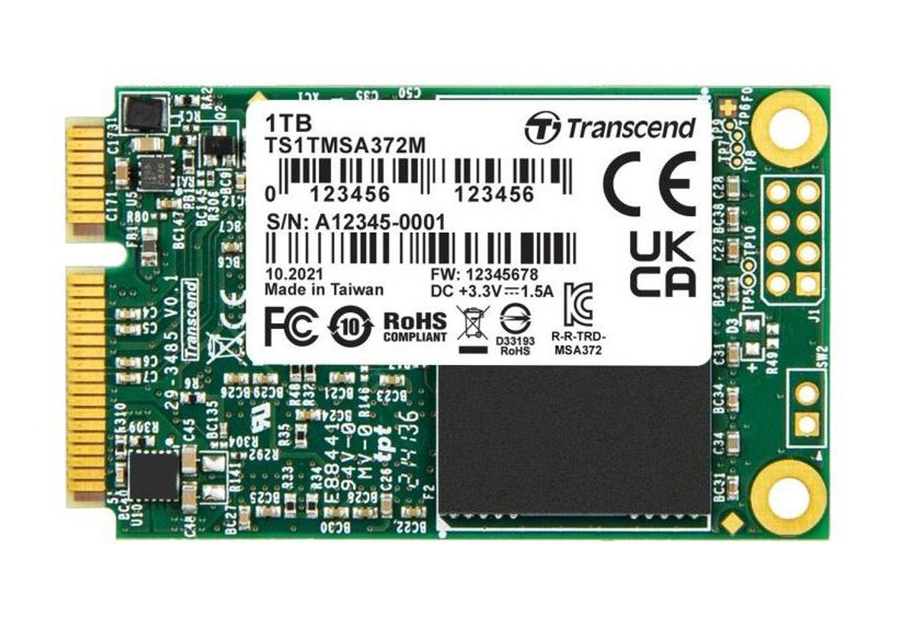 Transcend MSA372M Series 1TB MLC SATA 6Gbps mSATA Internal Solid State Drive (SSD)