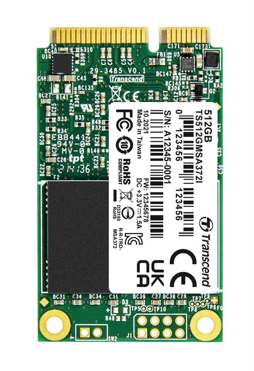 Transcend MSA372I Series 512GB MLC SATA 6Gbps mSATA Internal Solid State Drive (SSD) (Industrial Grade)