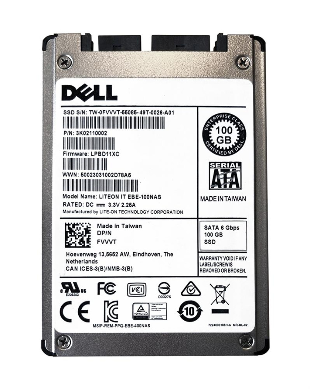 Dell 100GB Mlc SATA 6Gbps Mixed Use USATA 1.8 Inch Solid State Drive