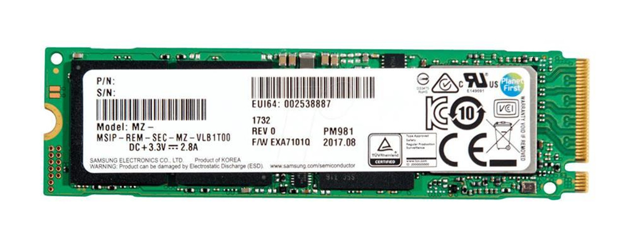 Samsung PM981 Series 2TB TLC PCI Express 3.0 x4 NVMe M.2 2280 Internal Solid State Drive (SSD)