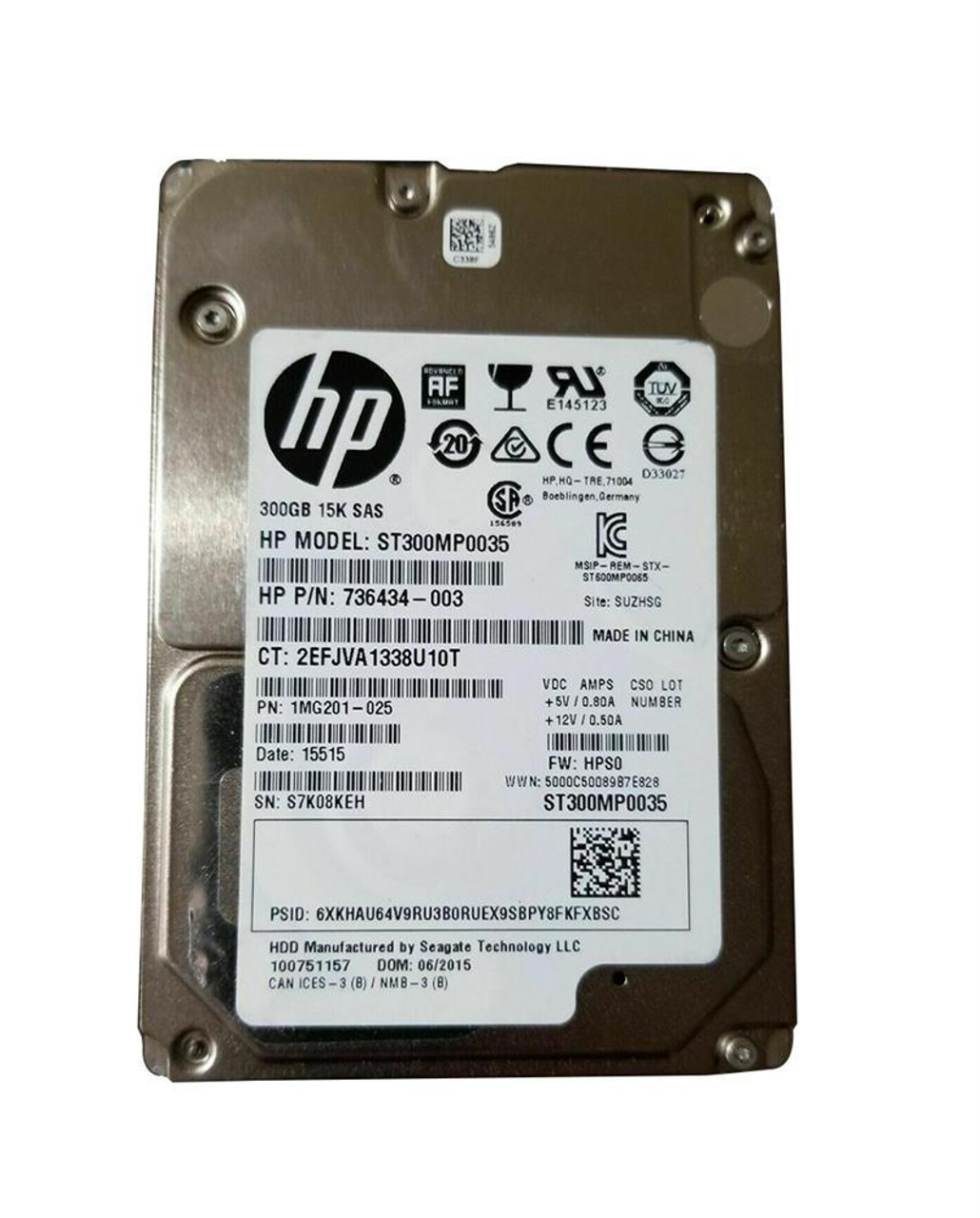 HP 300GB 15000RPM SAS 6Gbps 64MB Cache 2.5-inch Internal Hard Drive