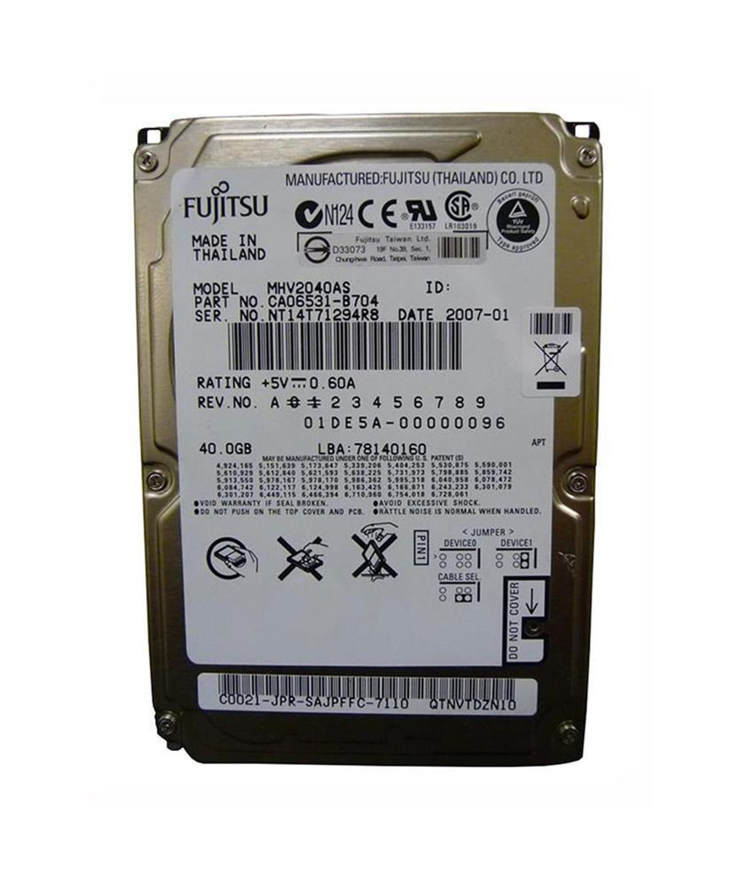 Fujitsu 40GB 5400RPM ATA-100 8MB Cache 2.5-inch Internal Hard Drive