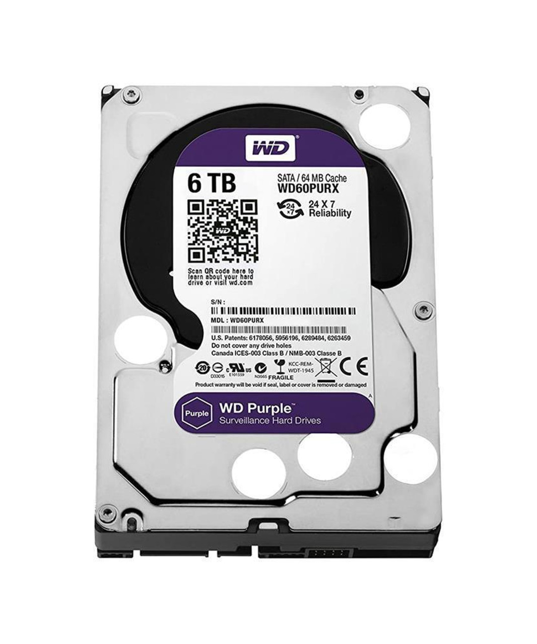 Western Digital Purple Surveillance 6TB 5640RPM SATA 6Gbps 128MB Cache 3.5-inch Internal Hard Drive