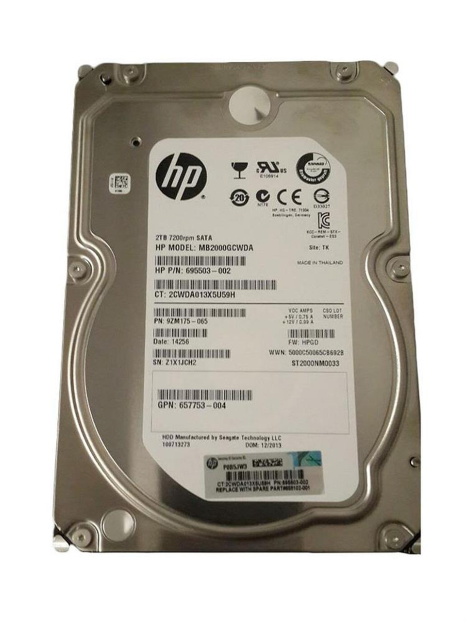 HP 2TB 7200RPM SATA 3.5-inch Internal Hard Drive