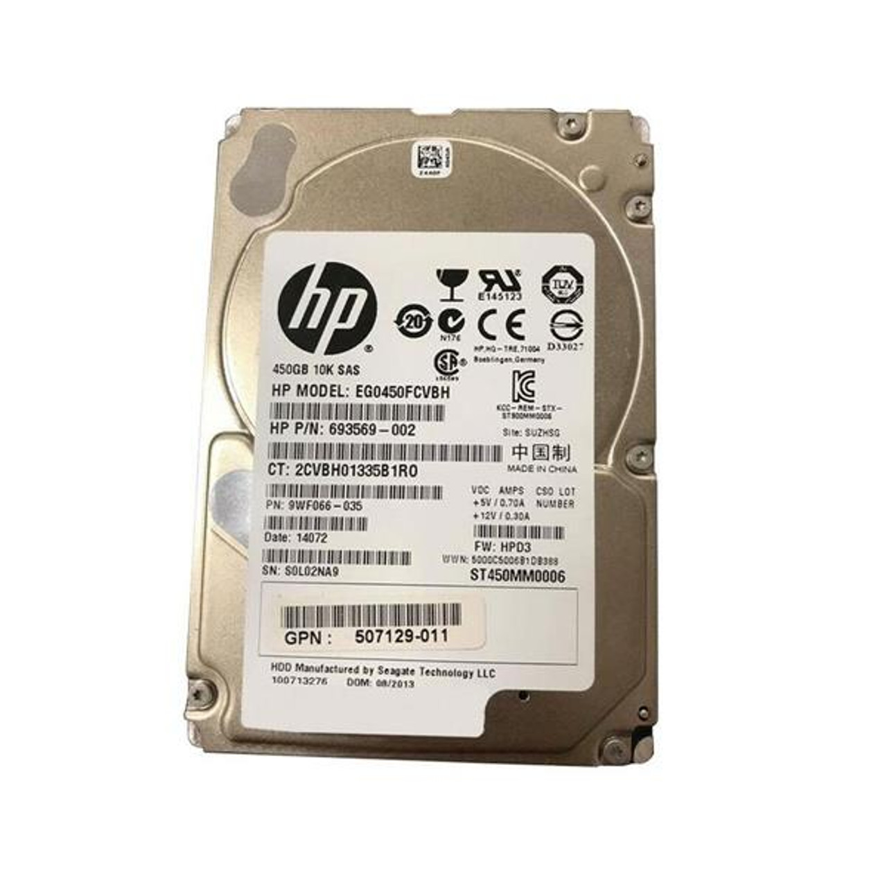 HP 450GB 10000RPM SAS 6Gbps 2.5-inch Internal Hard Drive