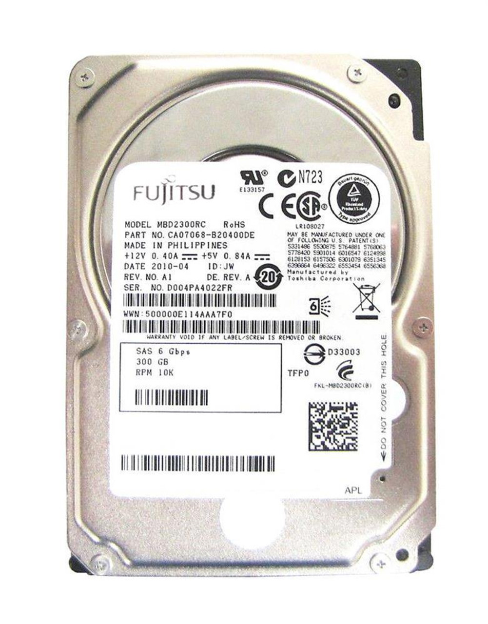 Fujitsu Enterprise 300GB 10000RPM SAS 6Gbps 16MB Cache 2.5-inch Internal Hard Drive (20-Pack)