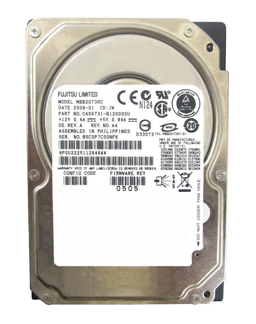 Fujitsu Enterprise 73.5GB 10000RPM SAS 3Gbps 16MB Cache 2.5-inch Internal Hard Drive (20-Pack)