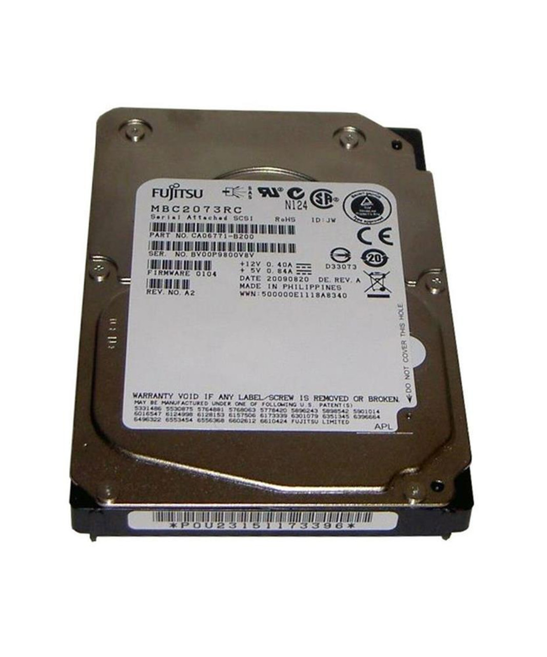 Fujitsu Enterprise 73.5GB 15000RPM SAS 3Gbps 16MB Cache 2.5-inch Internal Hard Drive (20-Pack)