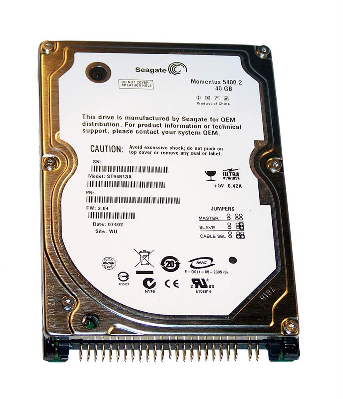 Seagate Momentus 5400.2 40GB 5400RPM ATA-100 8MB Cache 2.5-inch Internal Hard Drive (25-Pack)