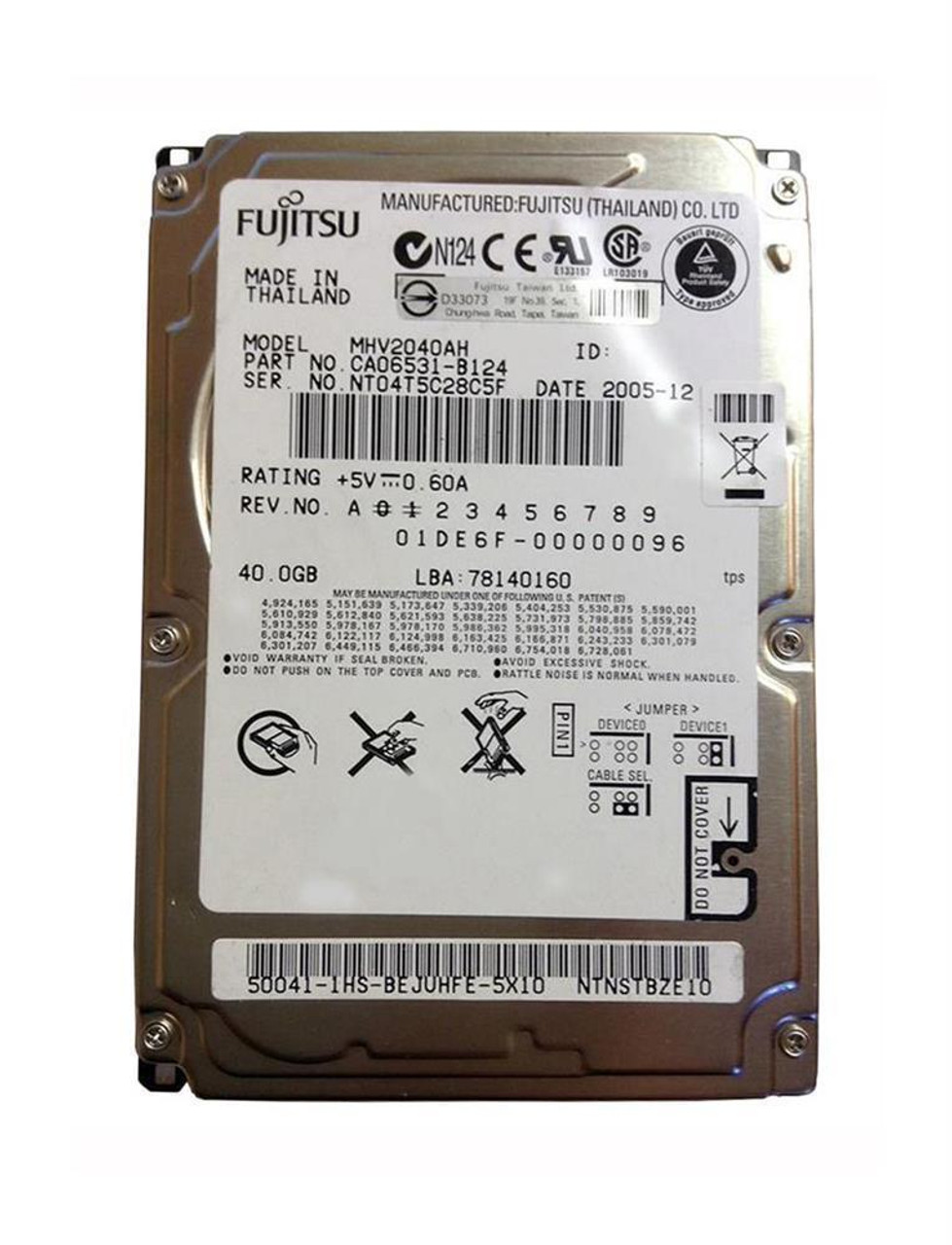 Fujitsu Mobile 40GB 5400RPM ATA-100 8MB Cache 2.5-inch Internal Hard Drive (50-Pack)