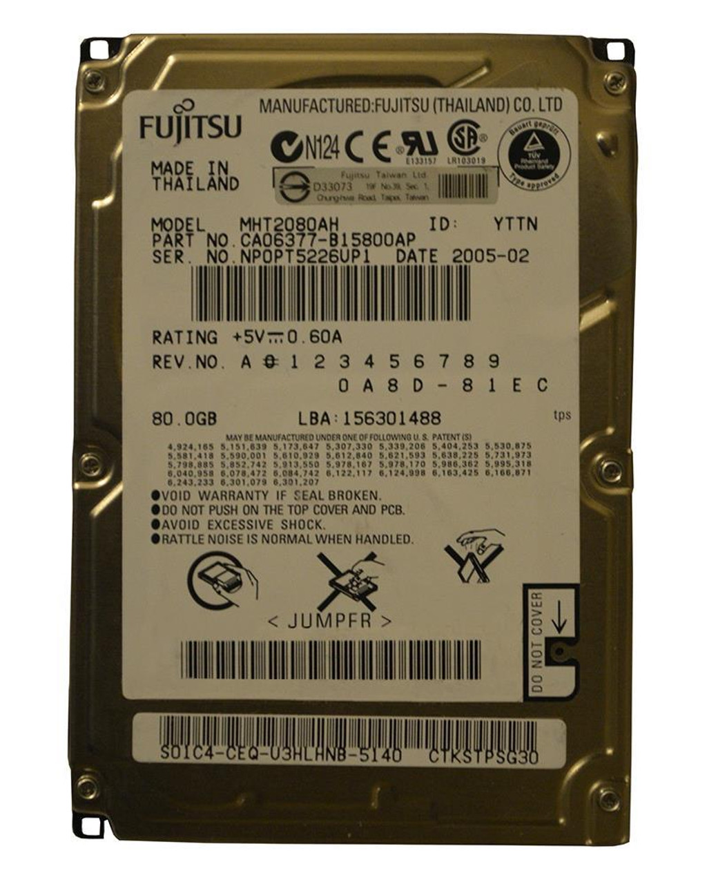 Fujitsu Mobile 80GB 5400RPM ATA-100 8MB Cache 2.5-inch Internal Hard Drive (50-Pack)