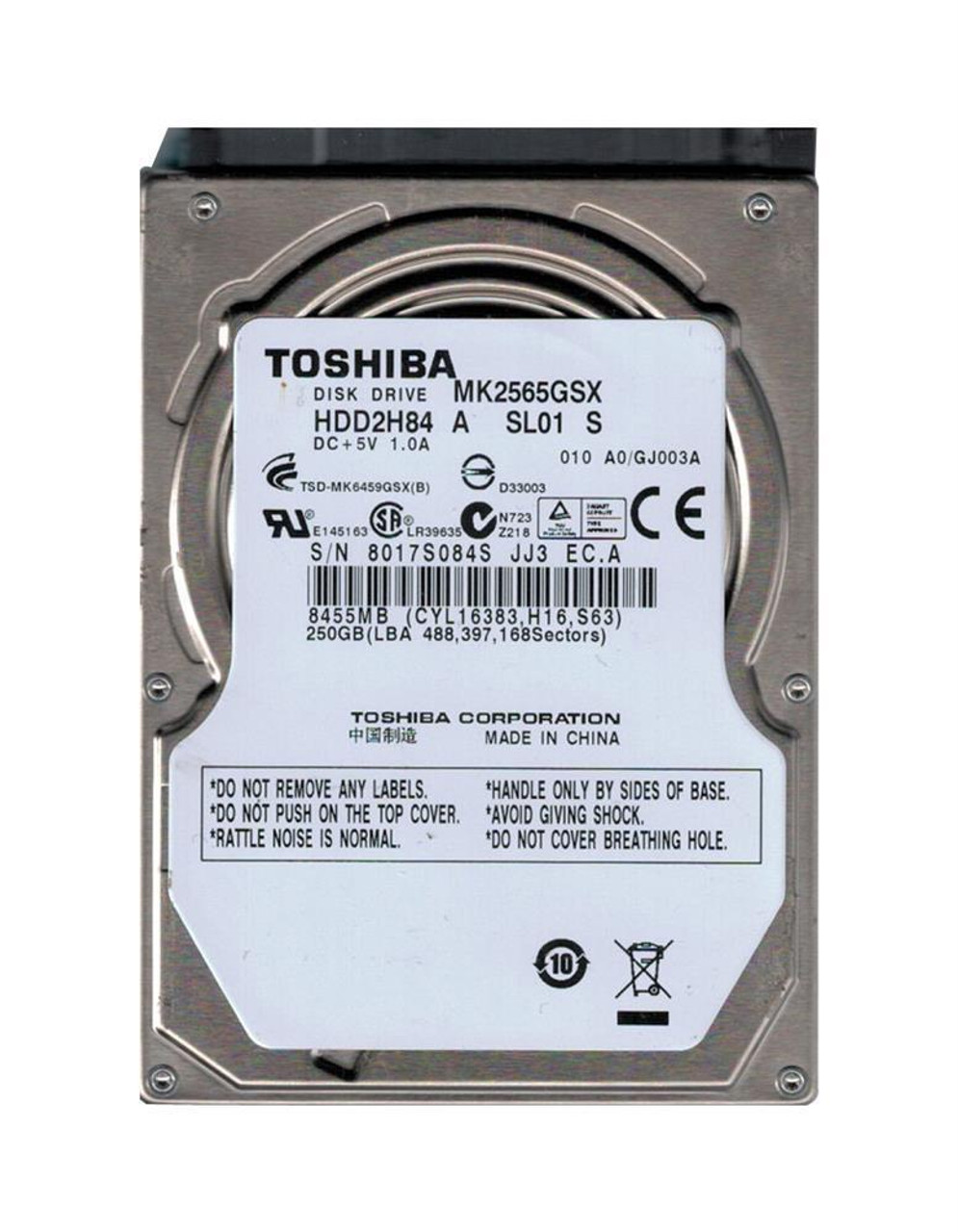 Toshiba 250GB 5400RPM SATA 3Gbps 8MB Cache 2.5-inch Internal Hard Drive (50-Pack)