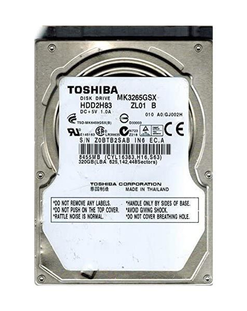 Toshiba 320GB 5400RPM SATA 3Gbps 8MB Cache 2.5-inch Internal Hard Drive (50-Pack)