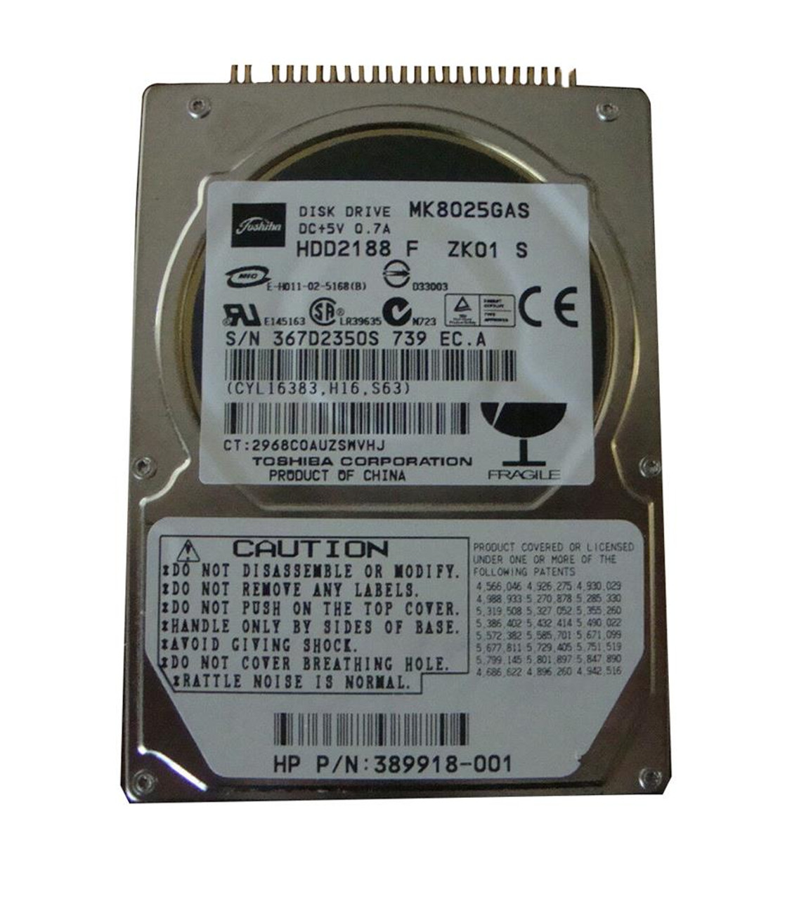 Toshiba 80GB 4200RPM ATA-100 8MB Cache 2.5-inch Internal Hard Drive (50-Pack)