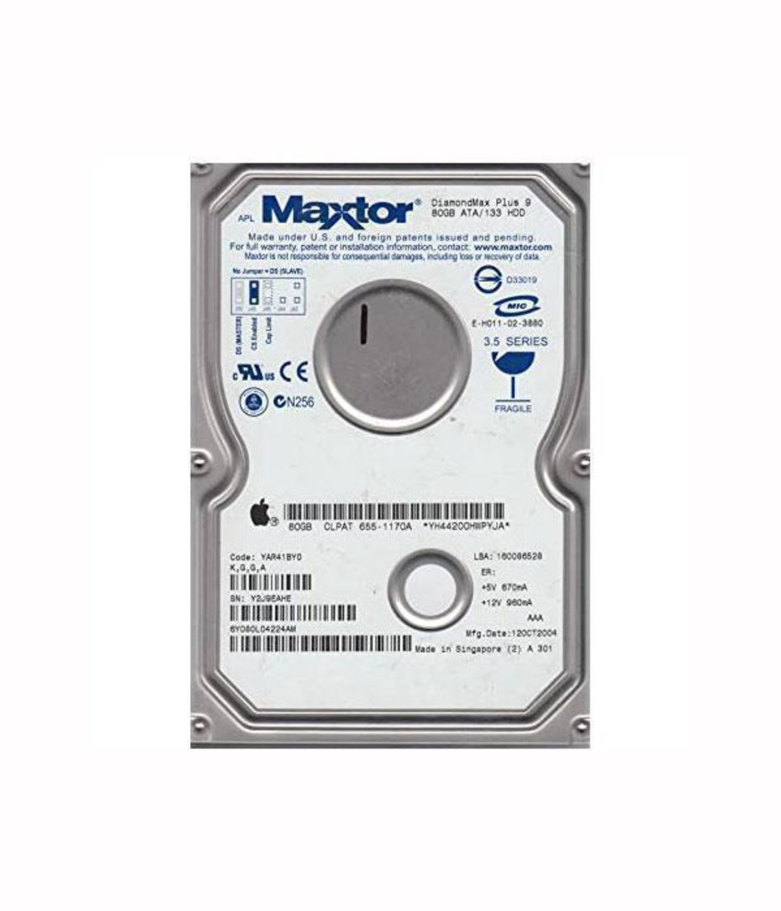 Maxtor DiamondMax Plus 9 80GB 7200RPM ATA-133 2MB Cache 3.5-inch Internal Hard Drive (20-Pack)