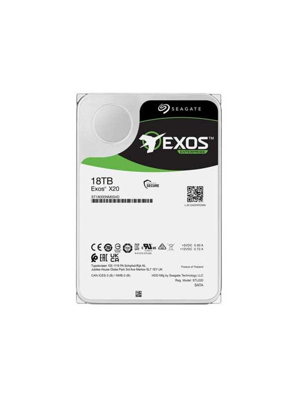 Seagate Enterprise Exos X20 18TB 7200RPM SAS 12Gbps 256MB Cache (SED / 512e 4Kn) 3.5-inch Internal Hard Drive
