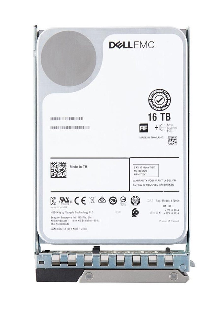 Dell 16TB 7200RPM SAS 12Gbps (SED FIPS-140 / 512e) 512MB Cache 3.5-inch Internal Hard Drive