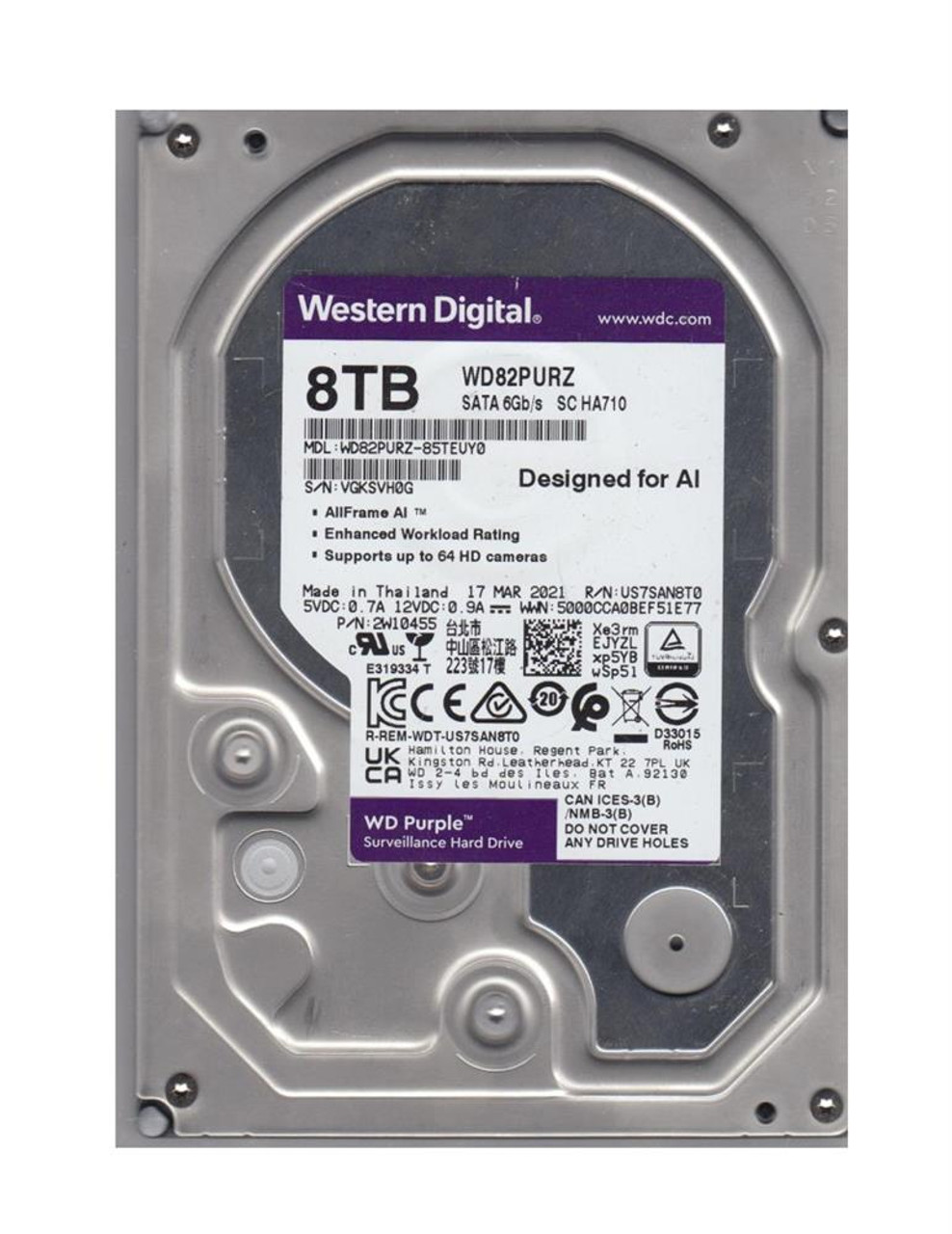 Western Digital Purple 8TB 5.4K SATA Hard Drive